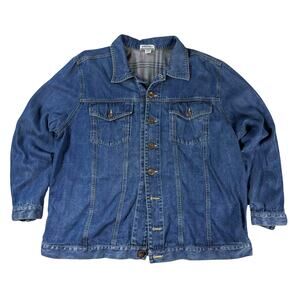 Vtg Democracy Denim Shacket Shirt Flannel Lined Women's 2X Made in USA Blue Jean